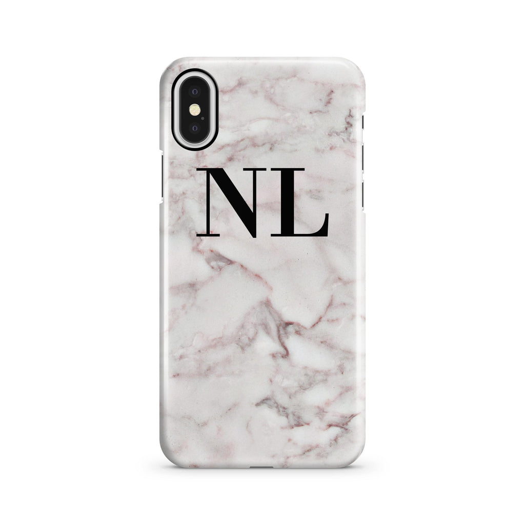 Personalised White Napoli Marble Initials iPhone X Case