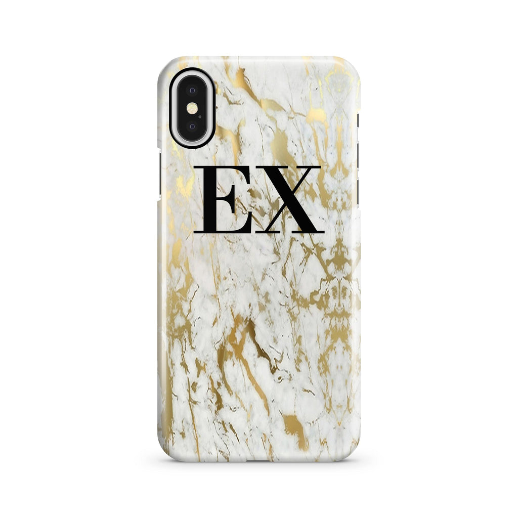 Personalised White x Gold Marble Initials iPhone X Case
