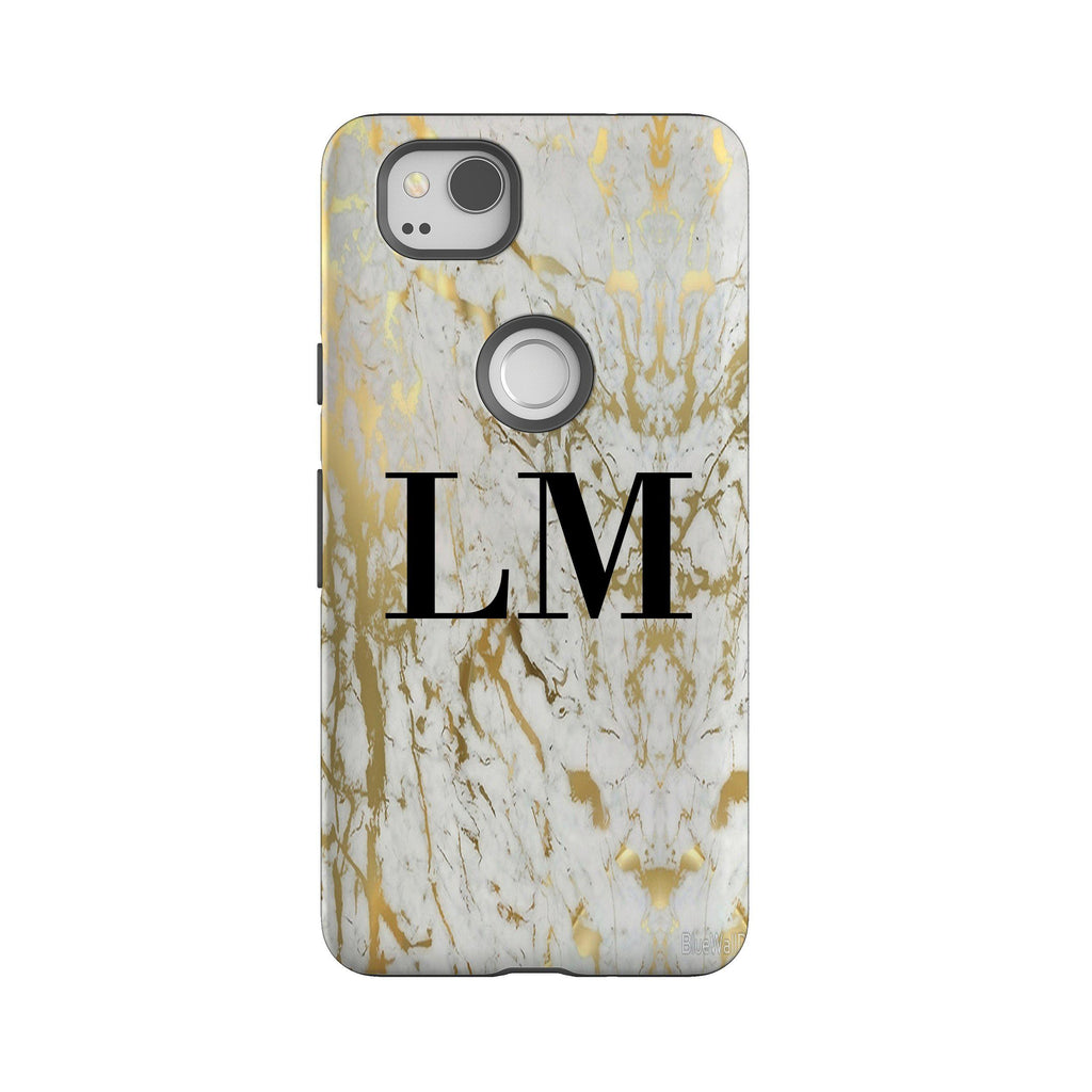 Personalised White x Gold Marble Google Pixel 2 Case