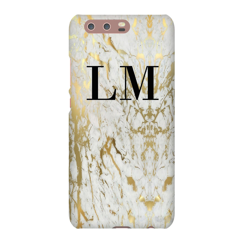 Personalised White x Gold Marble Initials Huawei P10 Case