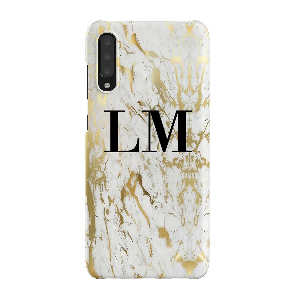 Personalised White x Gold Marble Initials Samsung Galaxy A70 Case