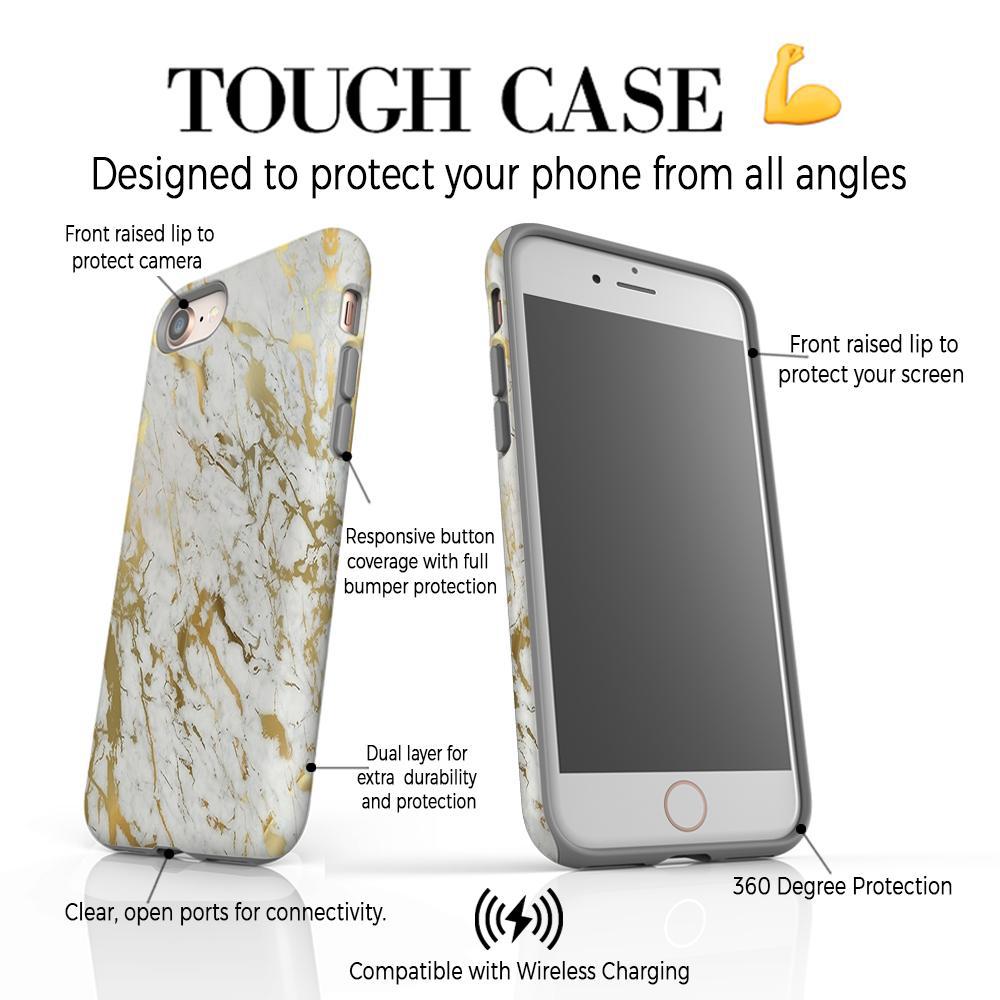 Personalised White x Gold Marble Initials iPhone SE Case