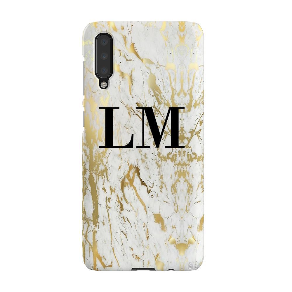 Personalised White x Gold Marble Initials Samsung Galaxy A50 Case