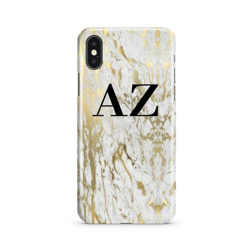 Personalised White x Gold Marble Initials iPhone XS Max Case