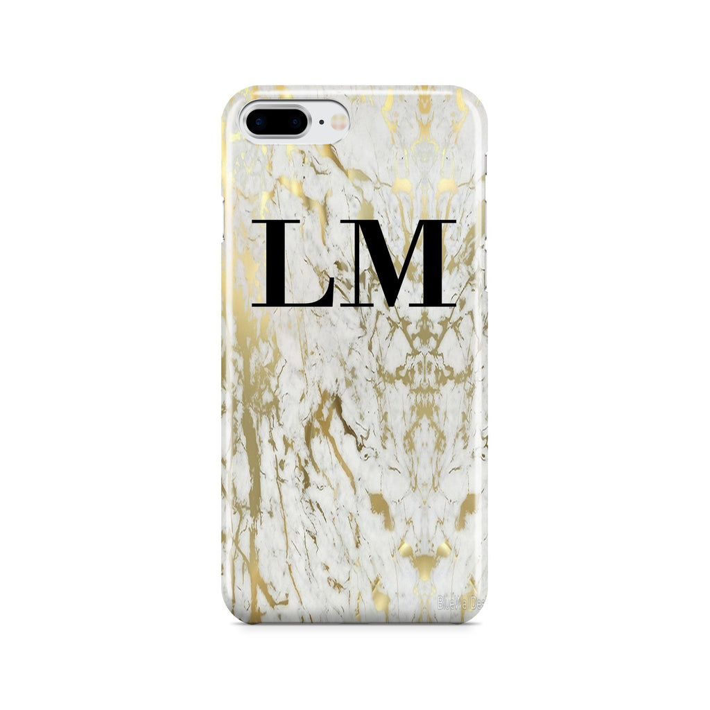 Personalised White x Gold Marble Initials iPhone 7 Plus Case