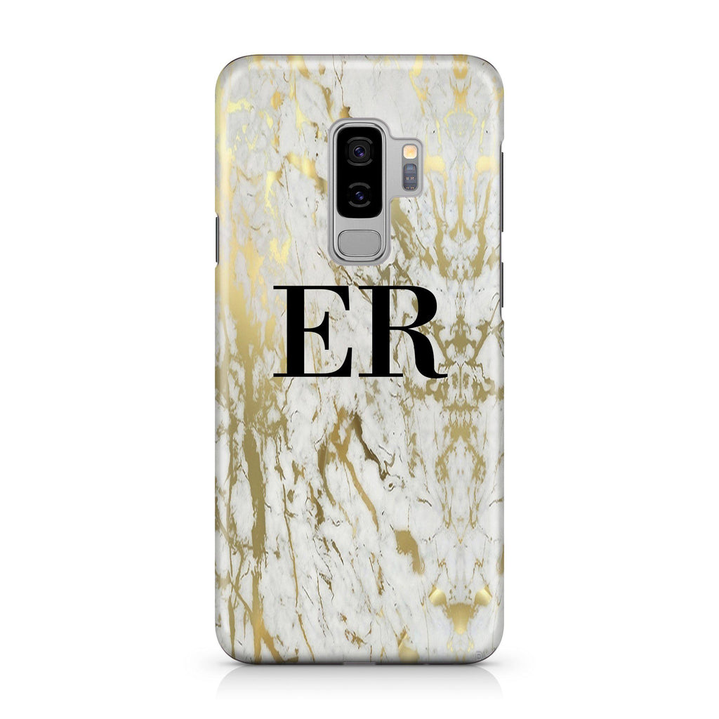 Personalised White x Gold Marble Initials Samsung Galaxy S9 Plus Case