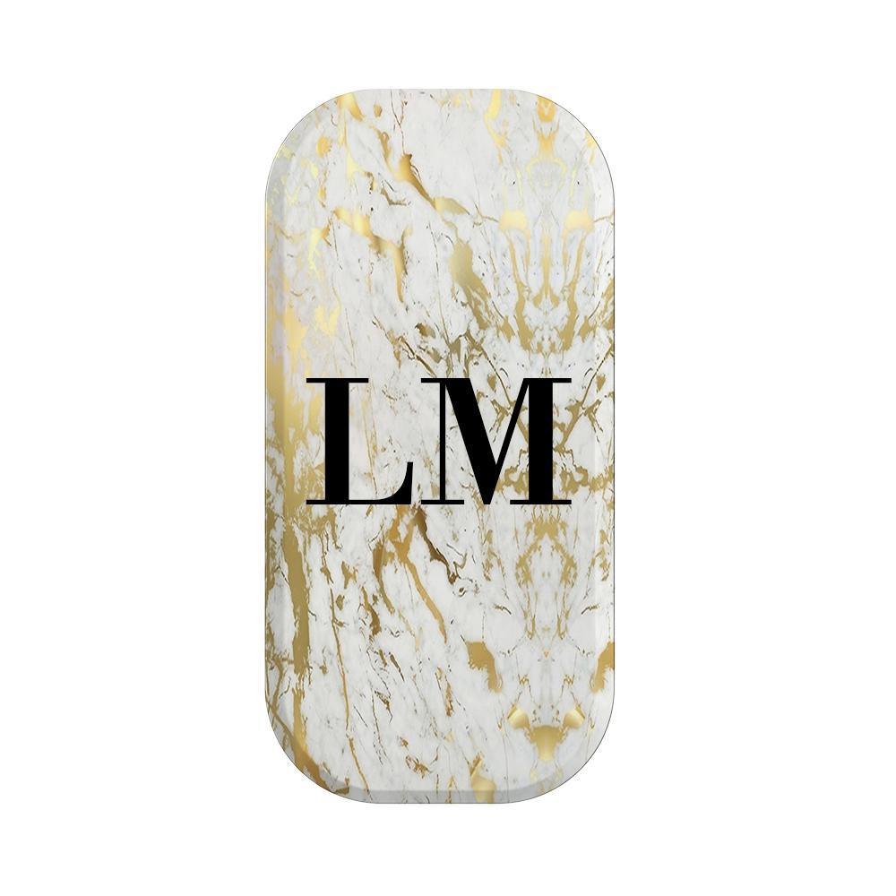 Personalised White x Gold Marble Initials Clickit Phone grip