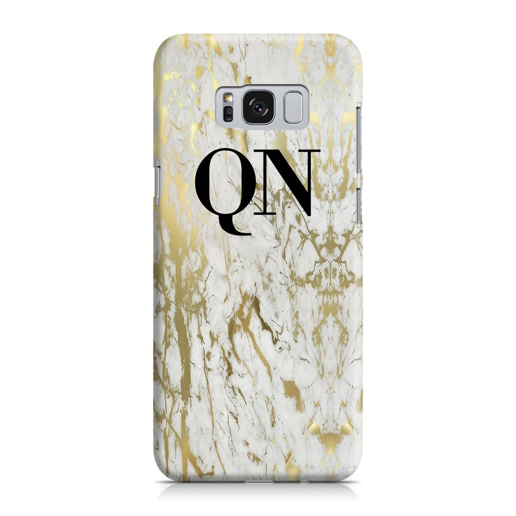 Personalised White x Gold Marble Initials Samsung Galaxy S8 Plus Case