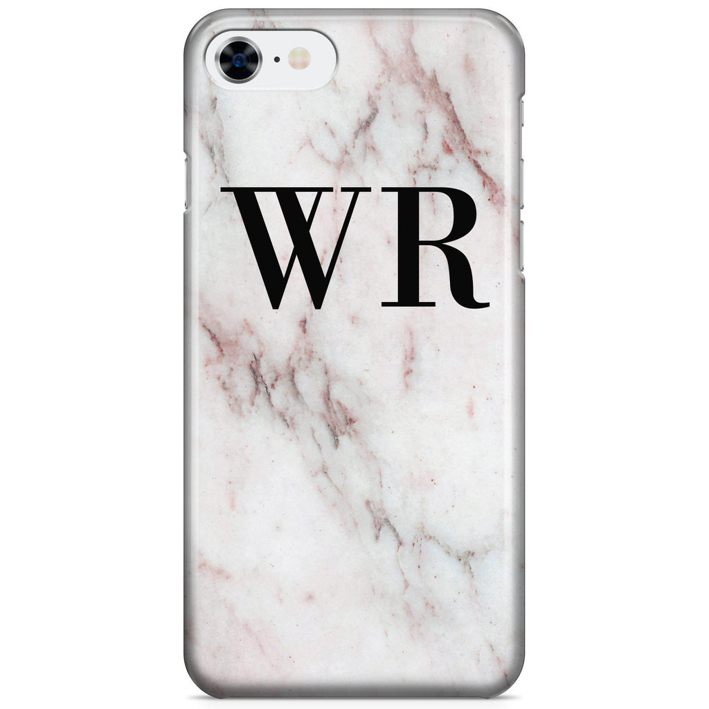 Personalised White Rosa Marble Initials iPhone SE Case
