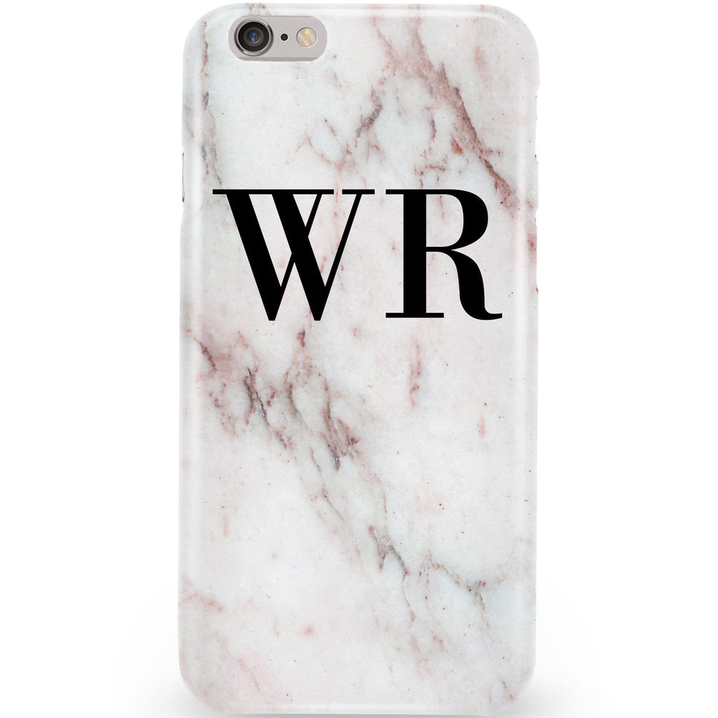 Personalised White Rosa Marble Initials iPhone 6/6s Case