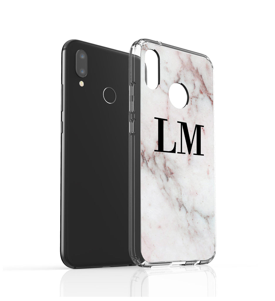 Personalised White Rosa Marble Initials Huawei P20 Lite Case