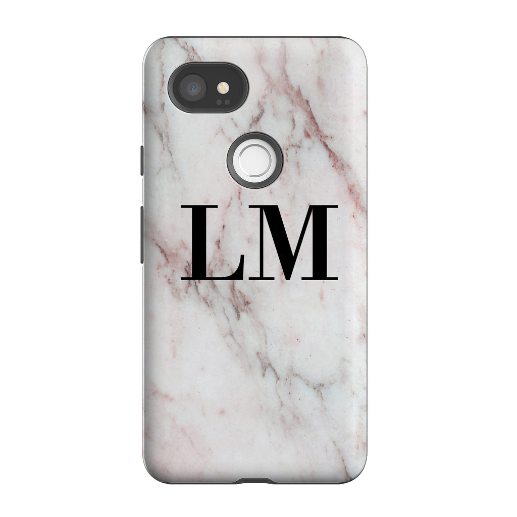 Personalised White x Rosa Marble Initials Google Pixel 2 XL Case