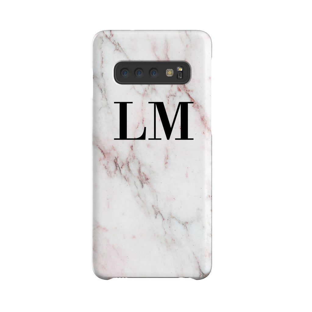 Personalised White Rosa Marble Initials Samsung Galaxy S10 Plus Case