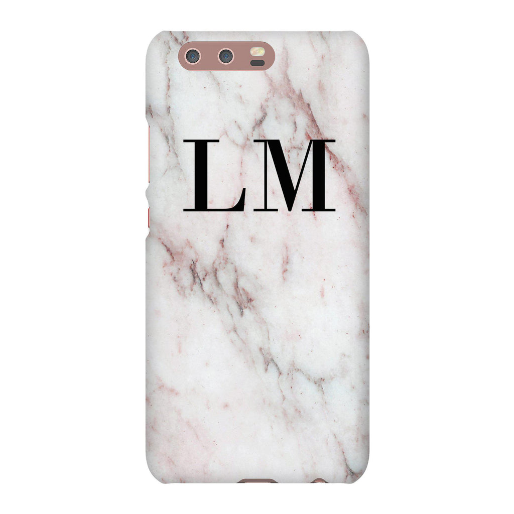 Personalised White Rosa Marble Initials Huawei P10 Case