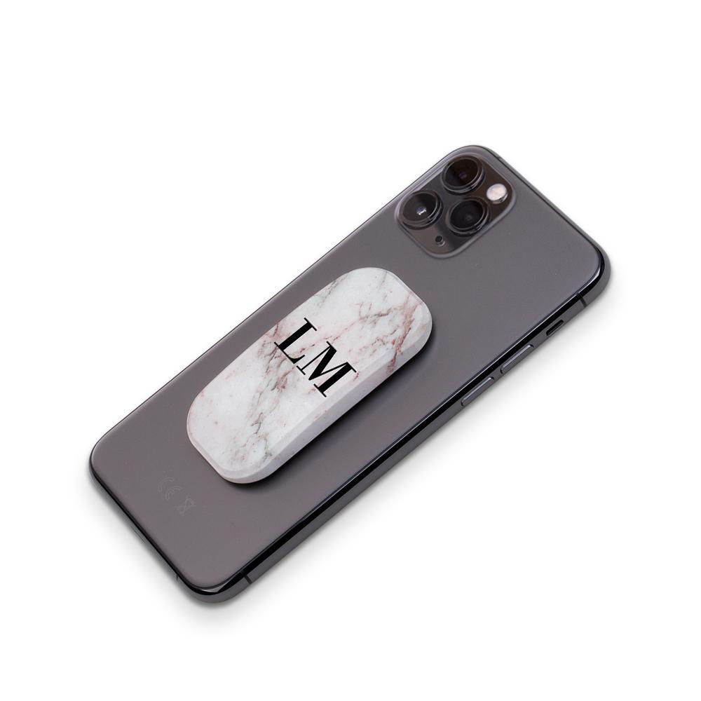 Personalised White Rosa Marble Initials Clickit Phone grip