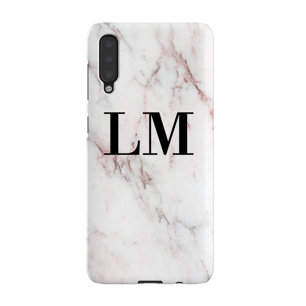 Personalised White Rosa Marble Initials Samsung Galaxy A50 Case