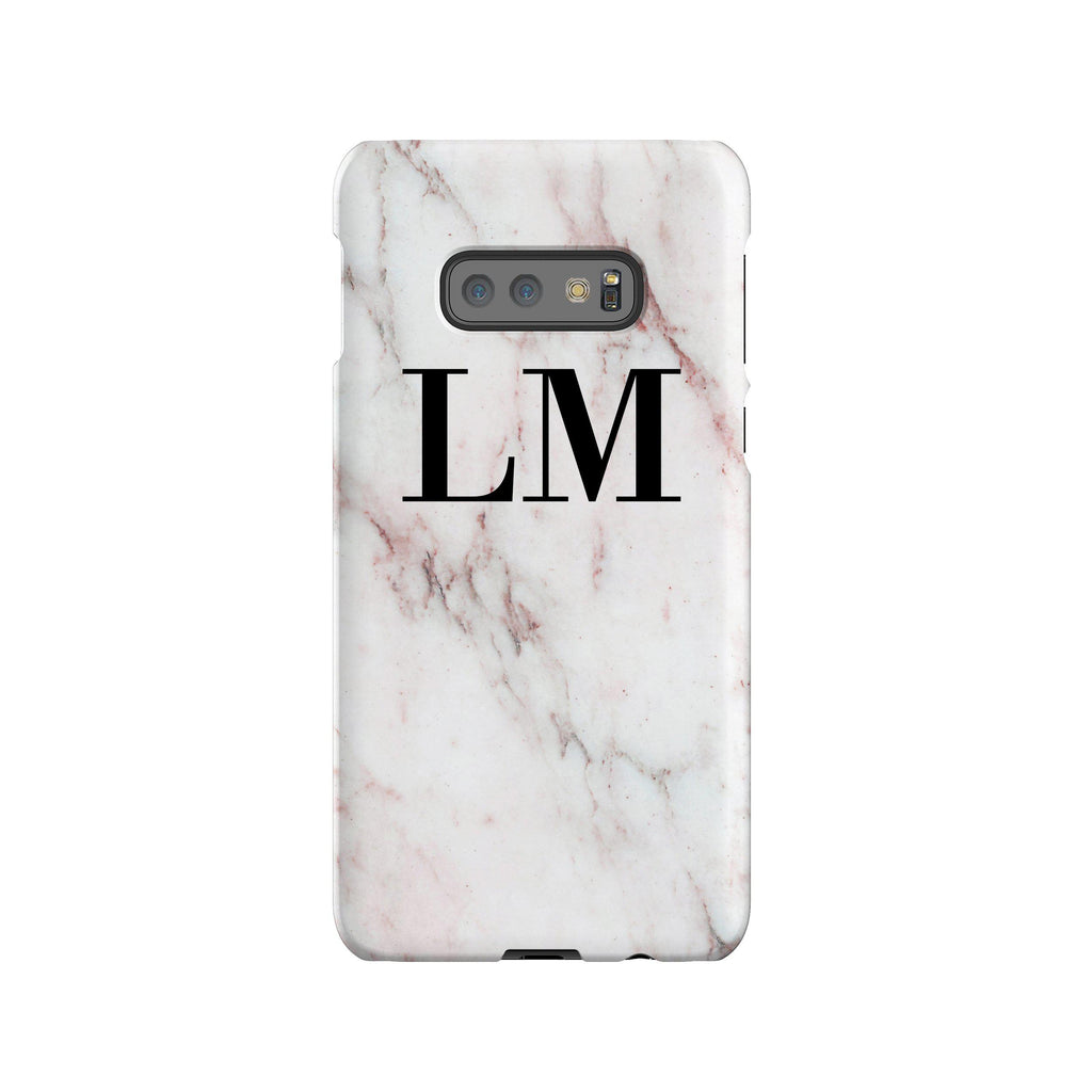Personalised White Rosa Marble Initials Samsung Galaxy S10e Case