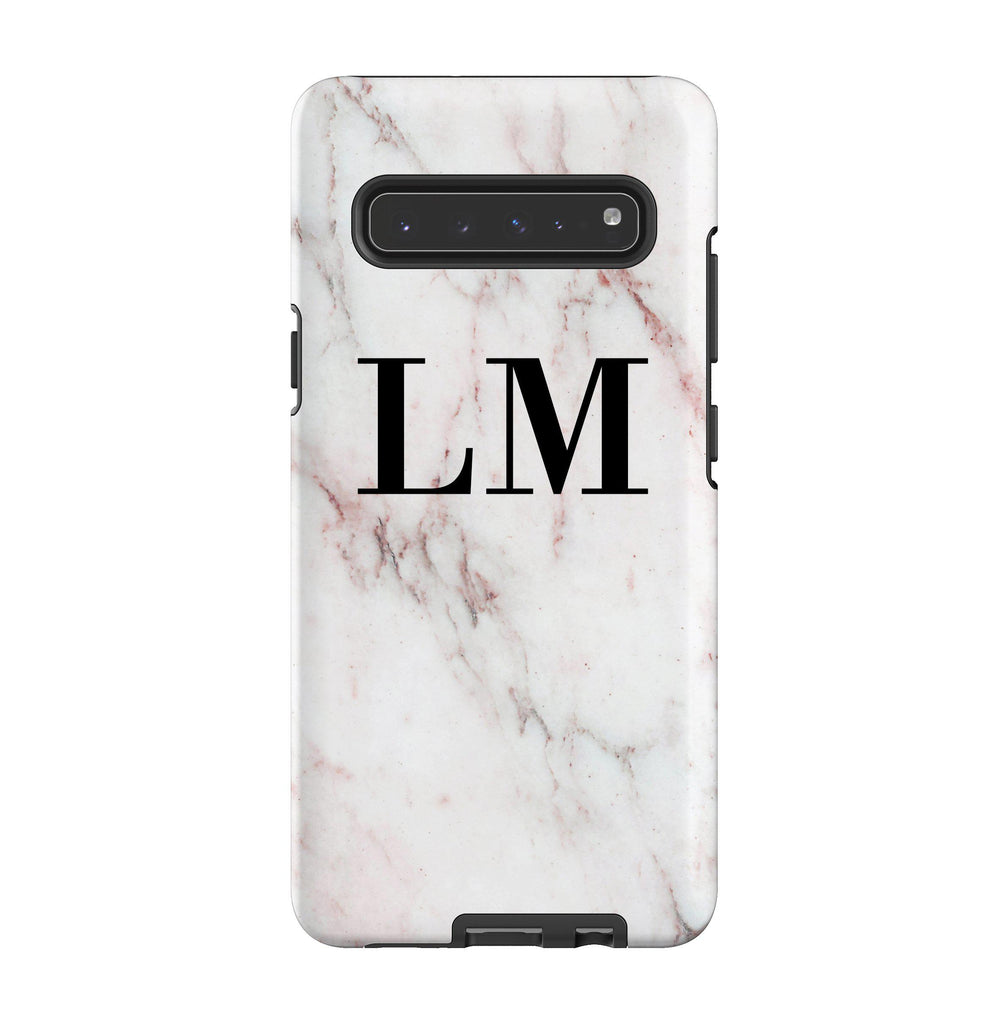 Personalised White Rosa Marble Initials Samsung Galaxy S10 5G Case