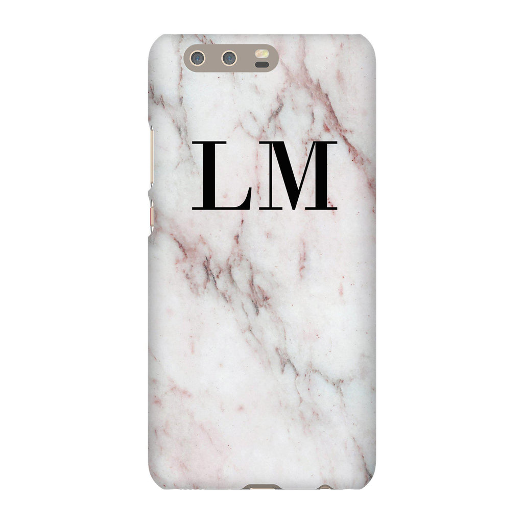 Personalised White Rosa Marble Initials Huawei P10 Plus Case