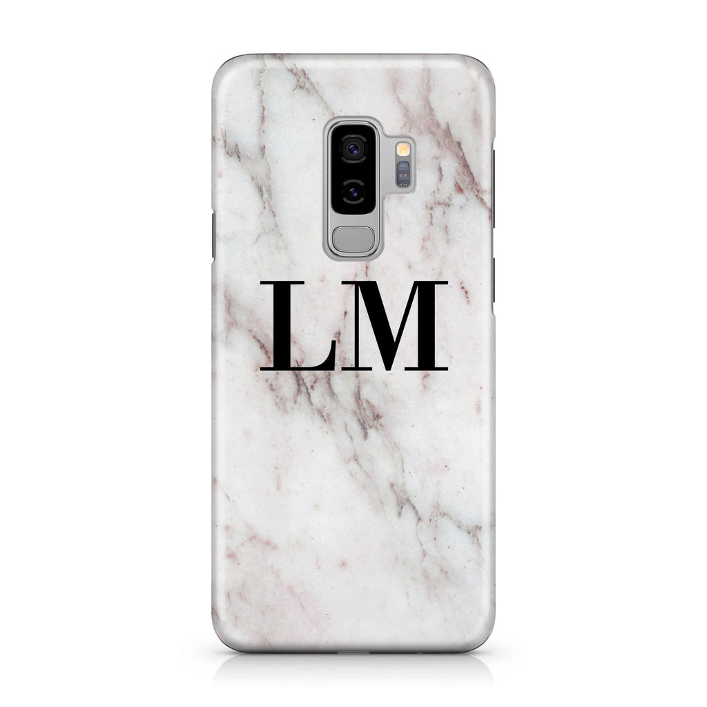 Personalised White x Rosa Marble Initials Samsung Galaxy S9 Plus Case
