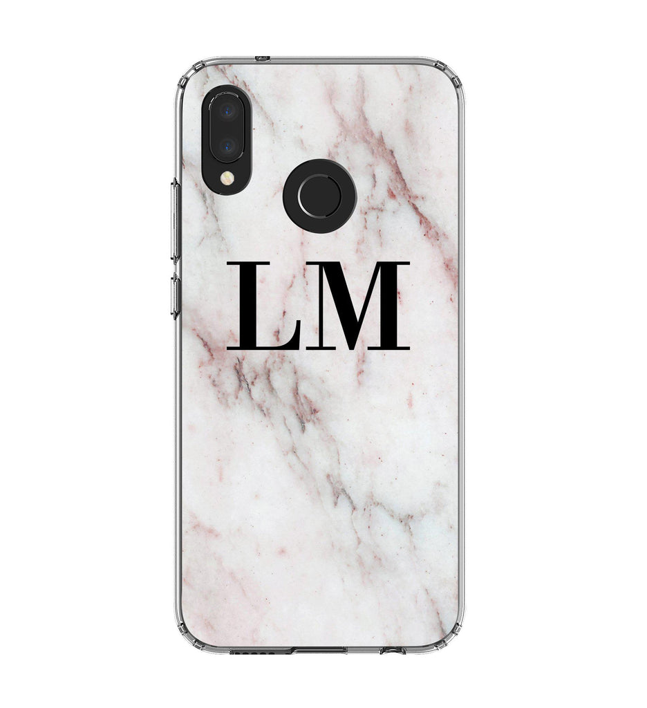Personalised White Rosa Marble Initials Huawei P20 Lite Case
