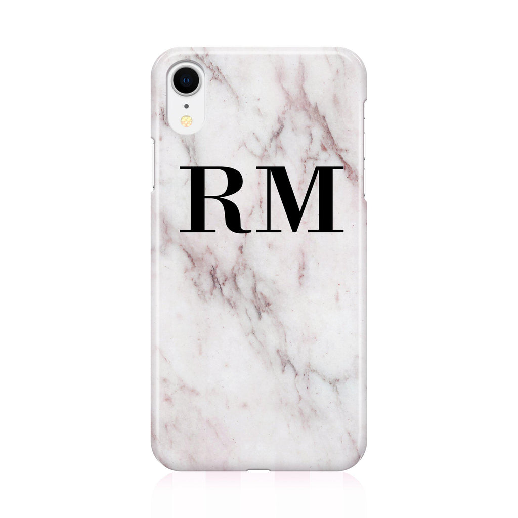 Personalised White Rosa Marble Initials iPhone XR Case
