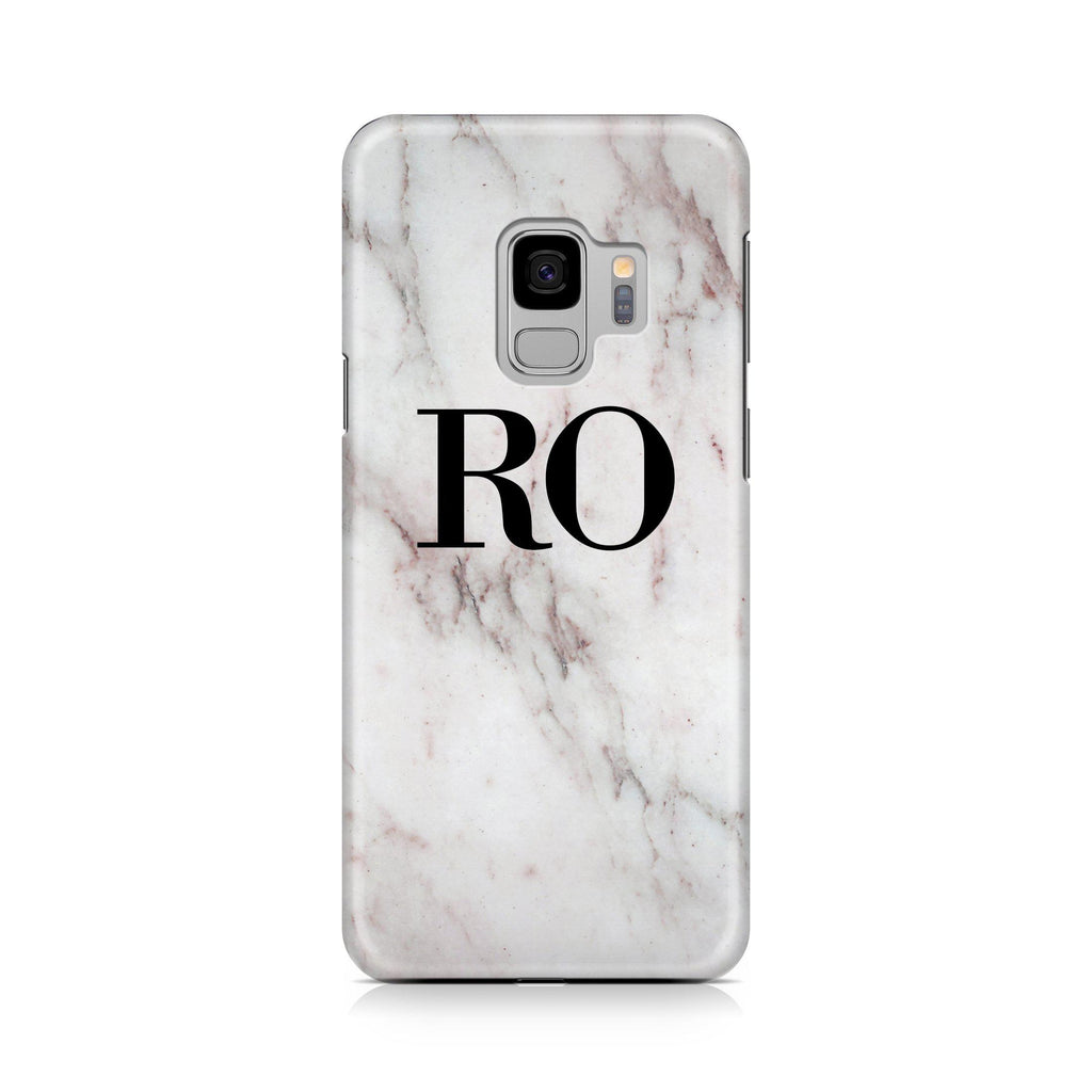 Personalised White Rosa Marble Initials Samsung Galaxy S9 Case