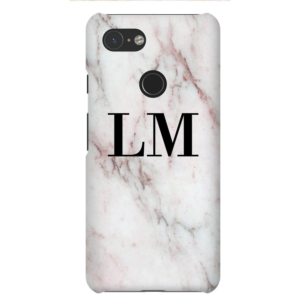 Personalised White Rosa Marble Initials Google Pixel 3 Case