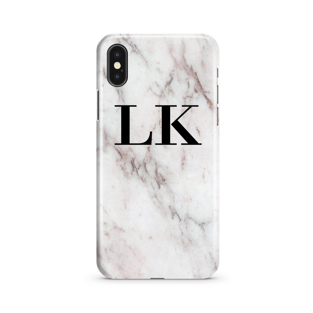 Personalised White Rosa Marble Initials iPhone XS Case
