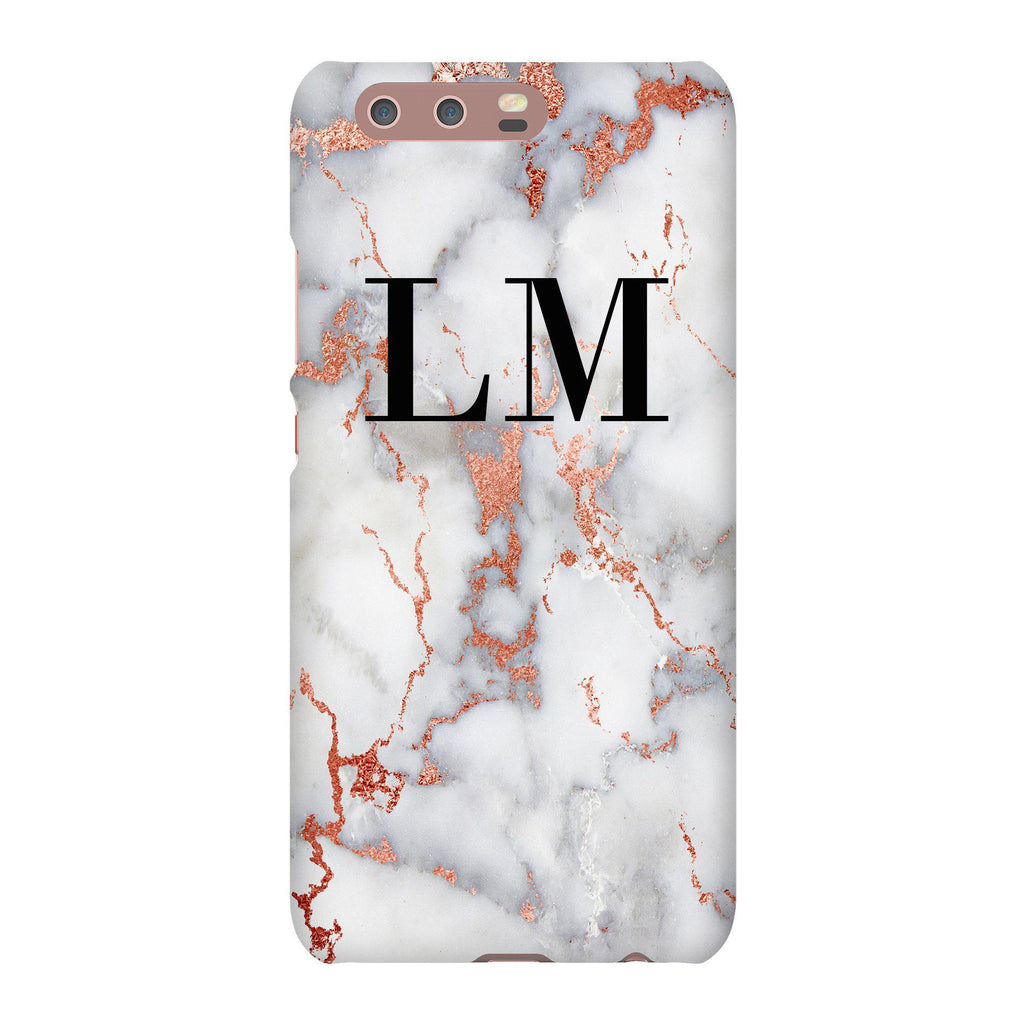 Personalised White x Rose Gold Marble Initials Huawei P10 Case