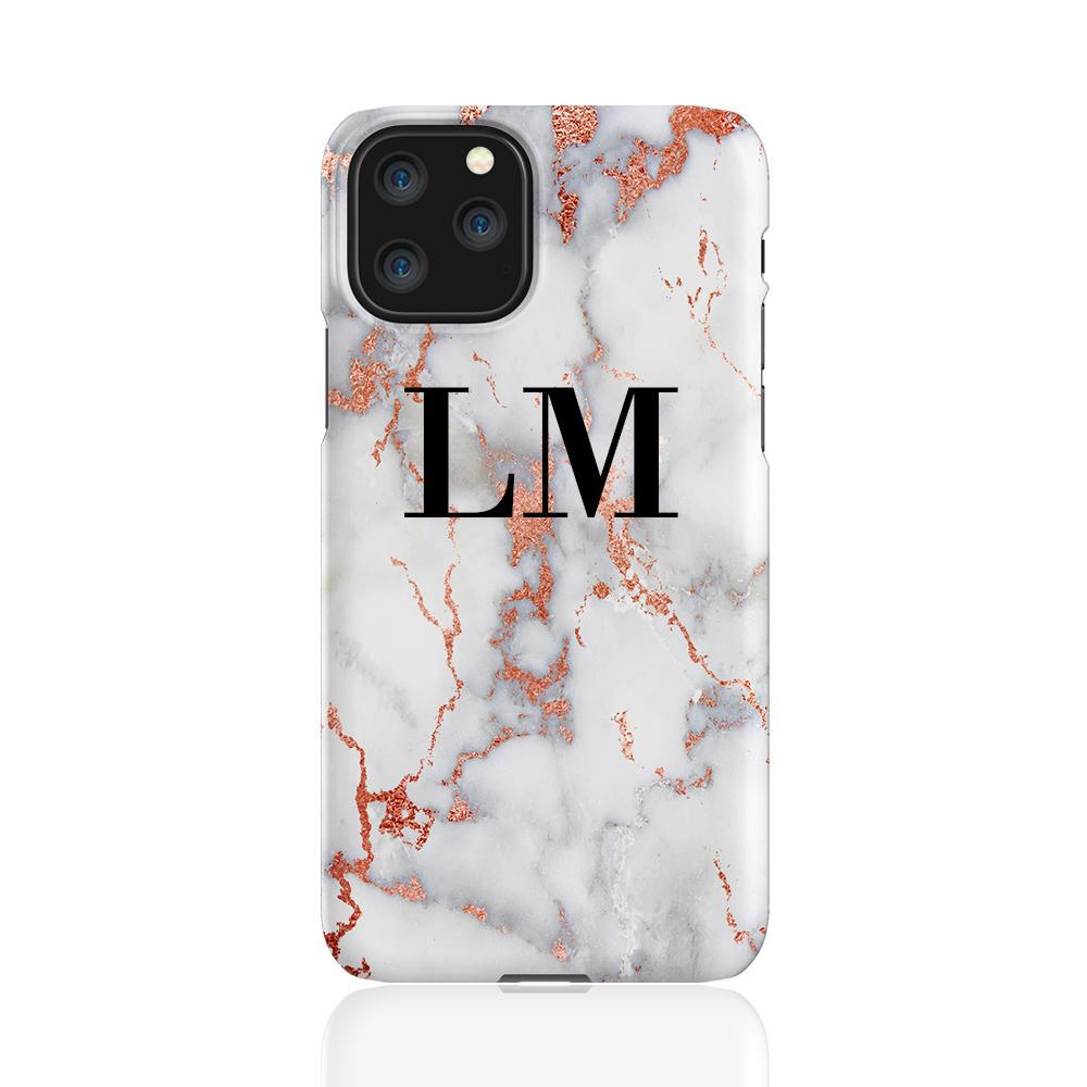 Personalised White x Rose Gold Marble Initials iPhone 11 Pro Case