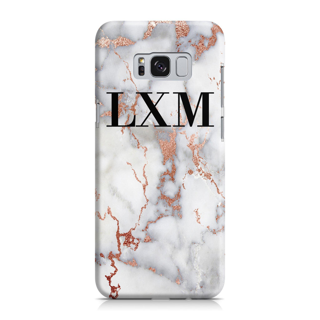 Personalised White x Rose Gold Marble Initials Samsung Galaxy S8 Plus Case