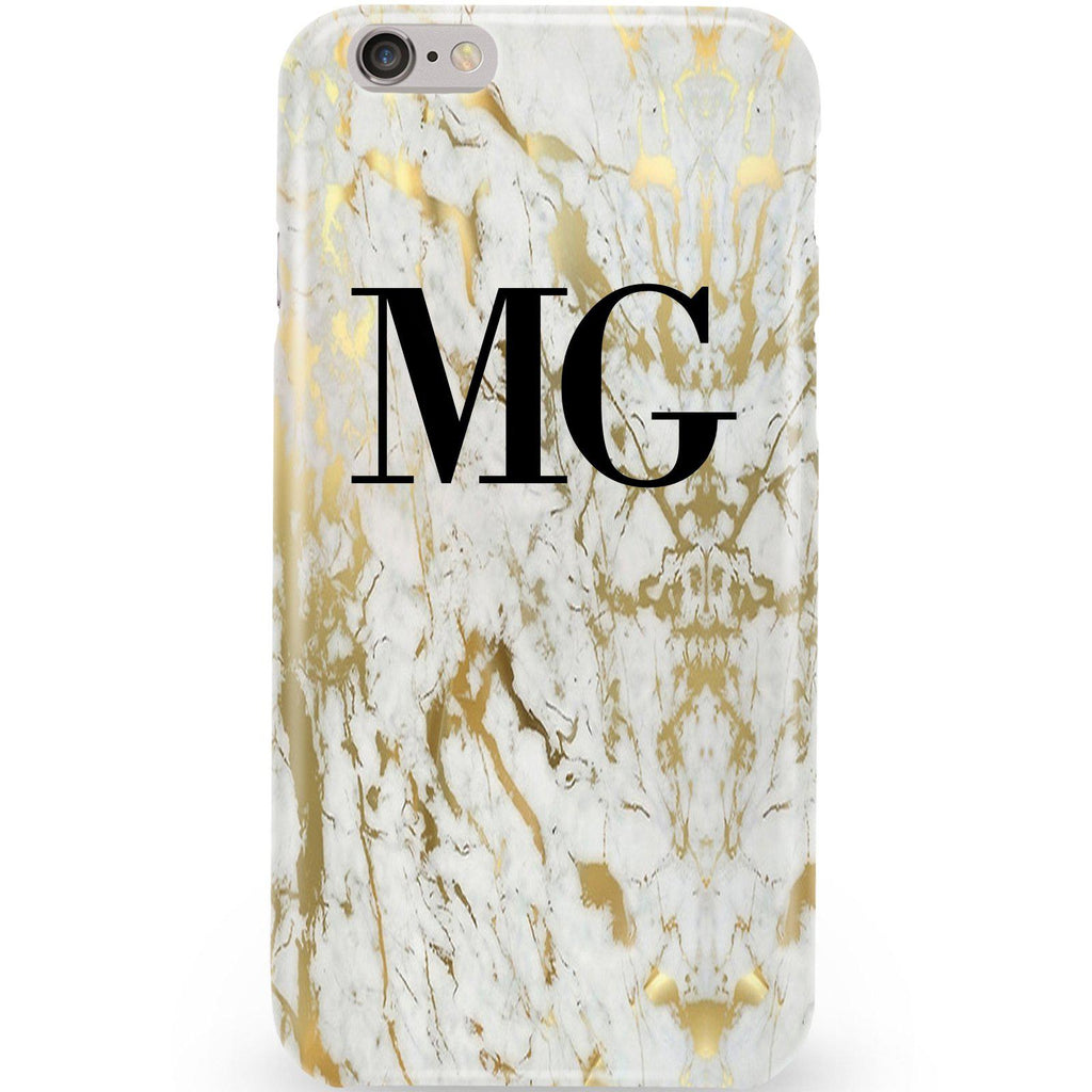 Personalised White x Gold Marble Initials iPhone 6/6s Case