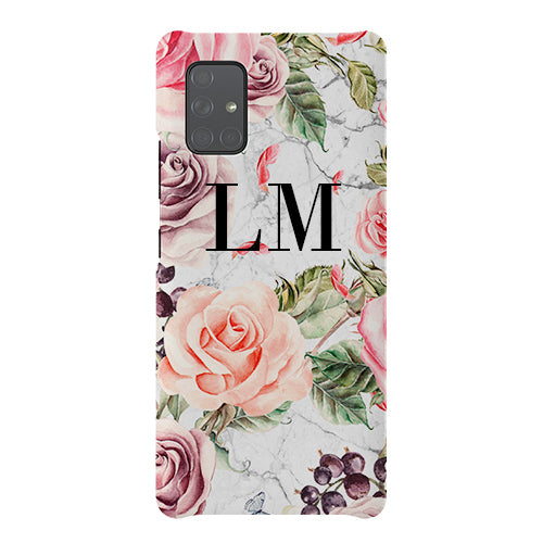 Personalised Watercolor Floral Initials Samsung Galaxy A51 Case