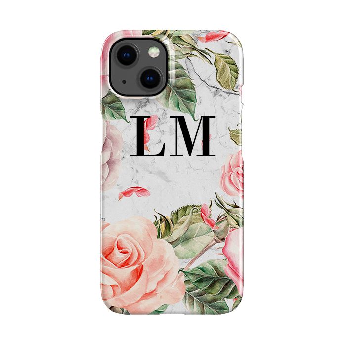 Personalised Watercolor Floral Initials iPhone 13 Case