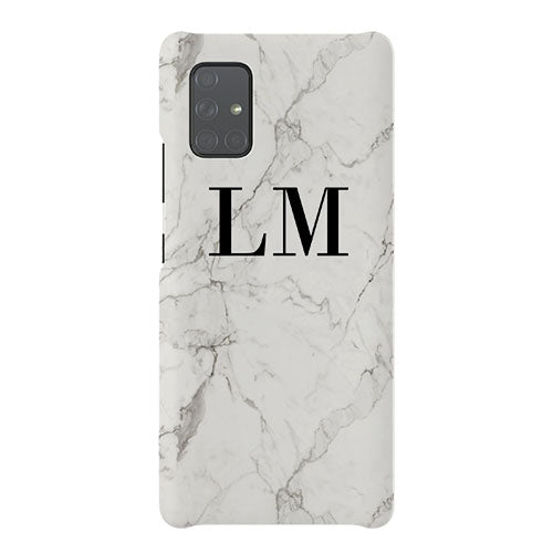 Personalised White Calacatta Marble Initials Samsung Galaxy A71 Case