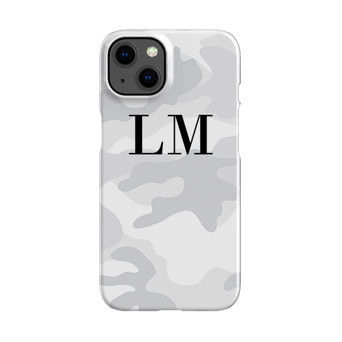 Personalised White Camouflage Initials iPhone 13 Mini Case