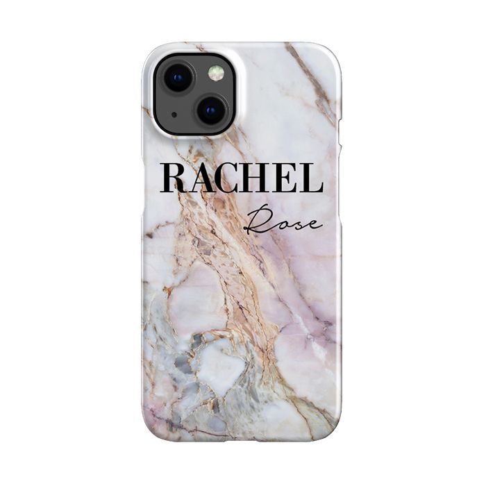 Personalised White Galaxy Marble Name iPhone 14 Plus Case