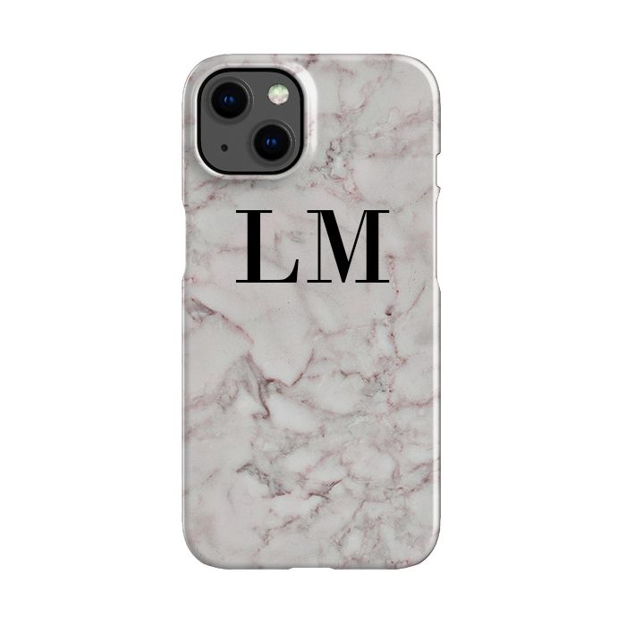 Personalised White Napoli Marble Initials iPhone 15 Plus Case