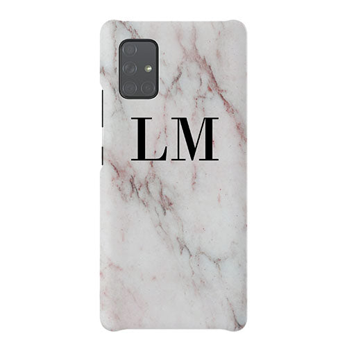 Personalised White Rosa Marble Initials Samsung Galaxy A51 Case
