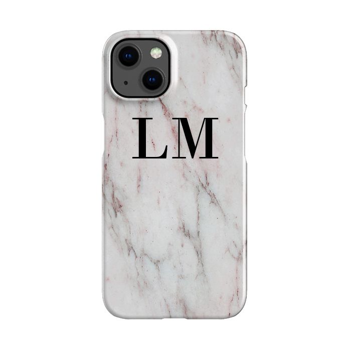 Personalised White Rosa Marble Initials iPhone 14 Plus Case