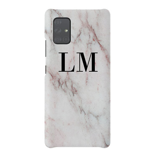 Personalised White Rosa Marble Initials Samsung Galaxy A71 Case