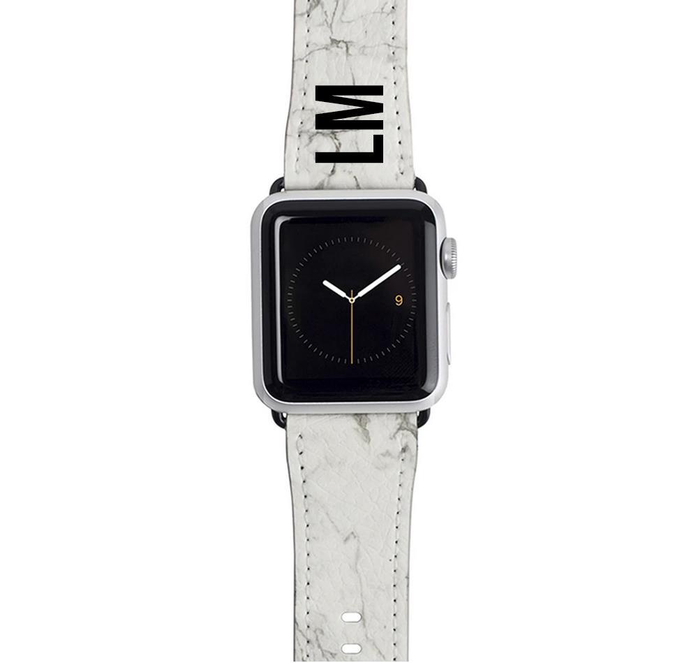 Personalised White Calacatta Marble Apple Watch Strap