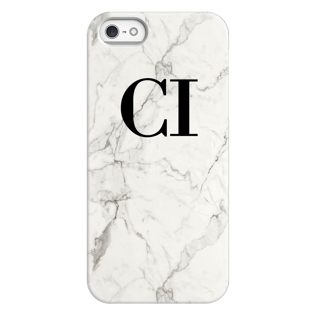 Personalised White Calacatta Marble Initials iPhone 5/5s/SE (2016) Case