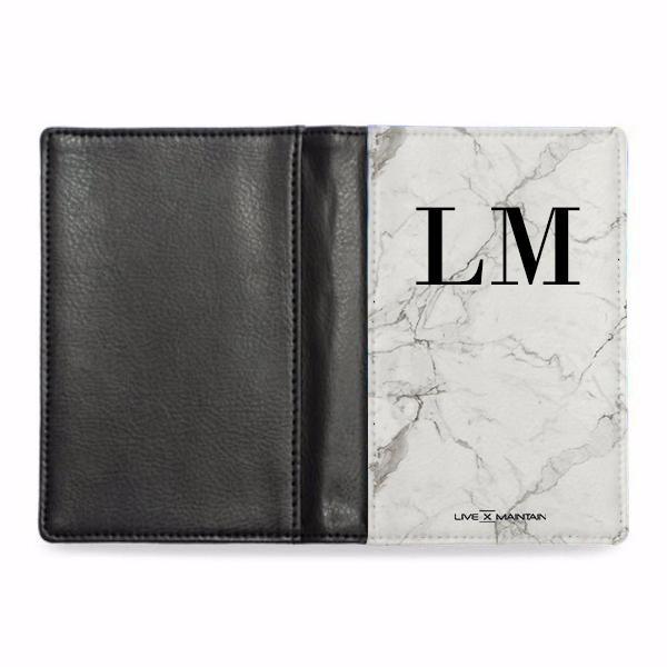 Personalised White Calacatta Marble Initials Passport Cover