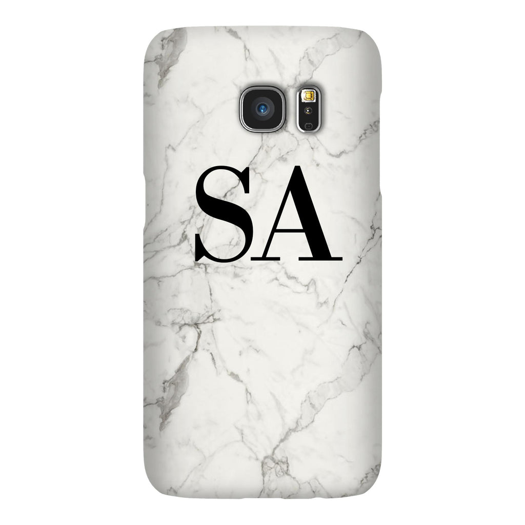 Personalised White Calacatta Marble Initials Samsung Galaxy S7 Case