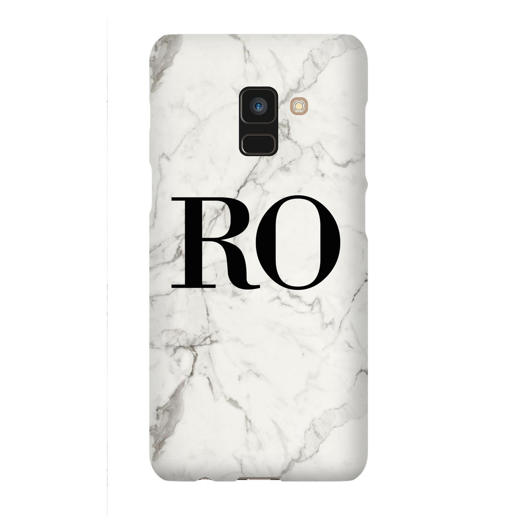 Personalised White Calacatta Marble Initials Samsung Galaxy A8 Case