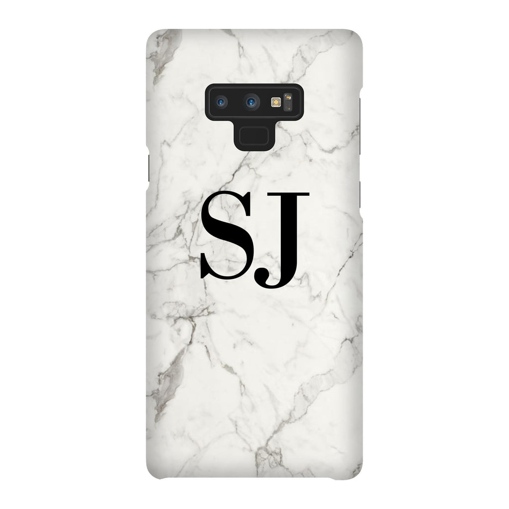 Personalised White Calacatta Marble Initials Samsung Galaxy Note 9 Case