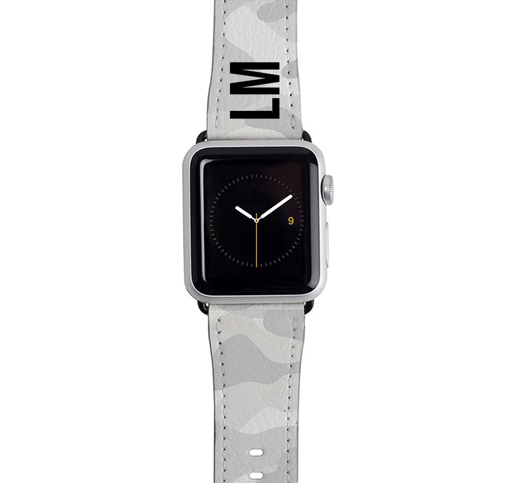 Personalised White Camouflage Apple Watch Strap