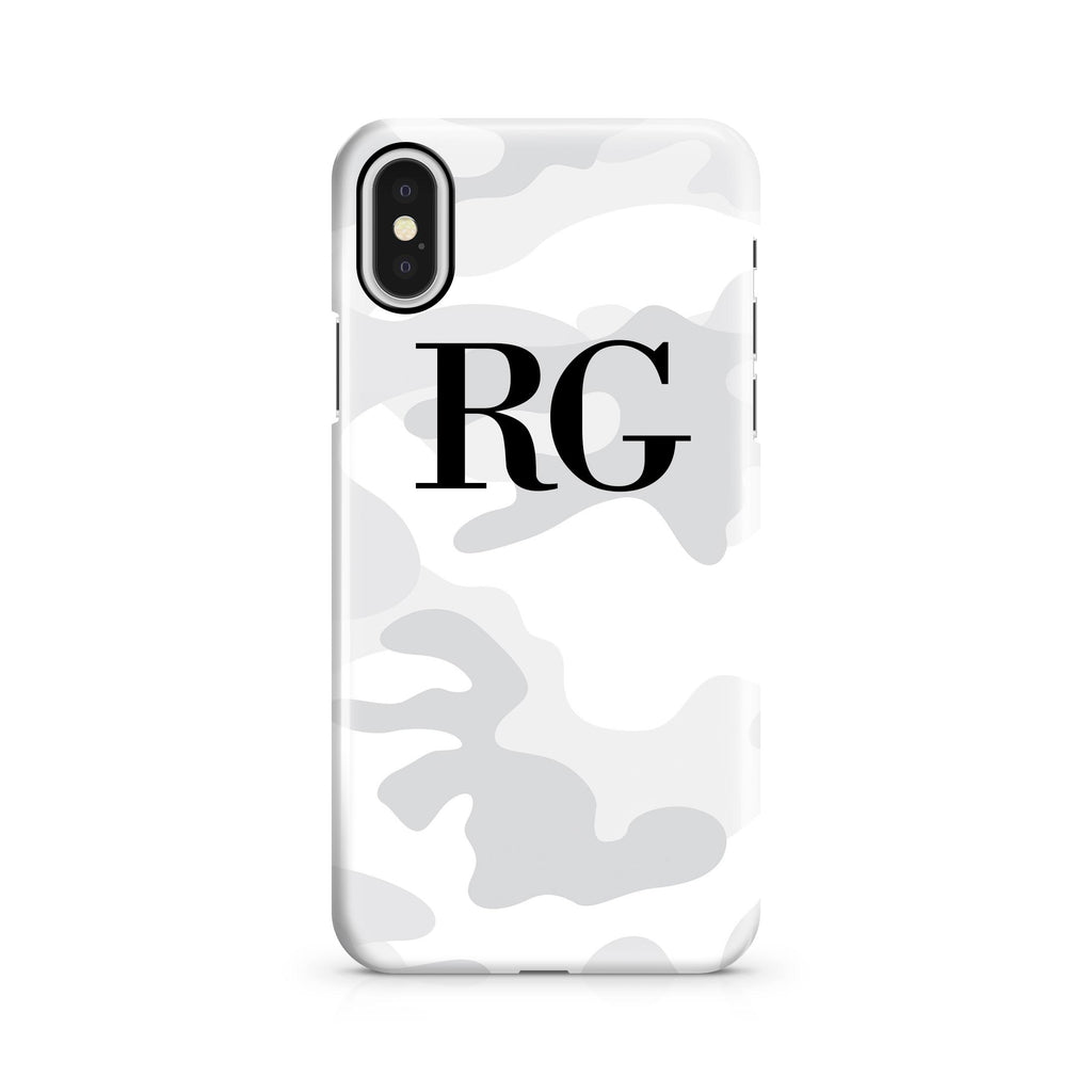 Personalised White Camouflage Initials iPhone X Case